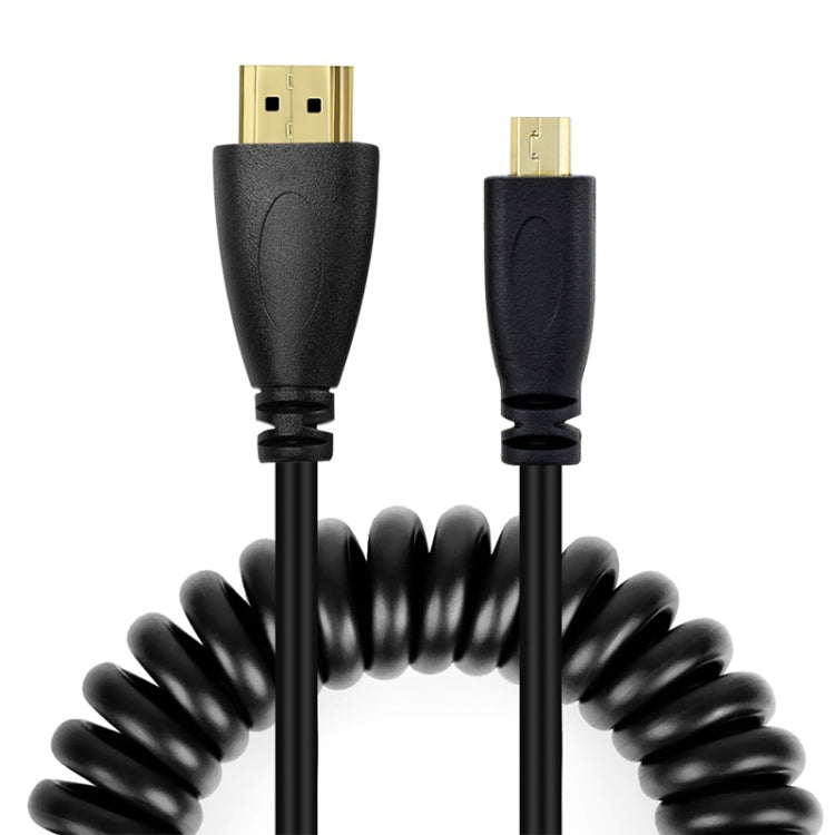 Version 1.4, câble enroulé Micro HDMI mâle plaqué or vers HDMI mâle, support 3D / Ethernet, longueur : 60 cm (extensible jusqu'à 2 m), Micro HDMI AM vers HDMI AM