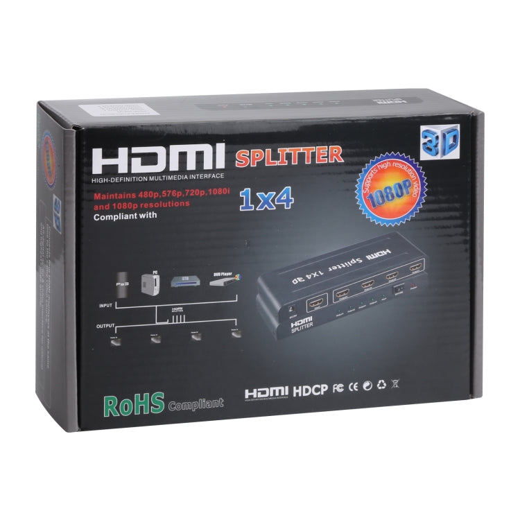 Séparateur HDMI 1x4 1080P, version 1.4, prise EU, HDMI 1x4 V1.3