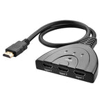 Commutateur HDMI 3x1 avec câble en queue de cochon jusqu’à 1080P (plaqué or), 1080P