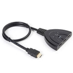 Commutateur HDMI 3x1 avec câble en queue de cochon jusqu’à 1080P (plaqué or), 1080P