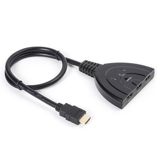 Commutateur HDMI 3x1 avec câble en queue de cochon jusqu’à 1080P (plaqué or), 1080P