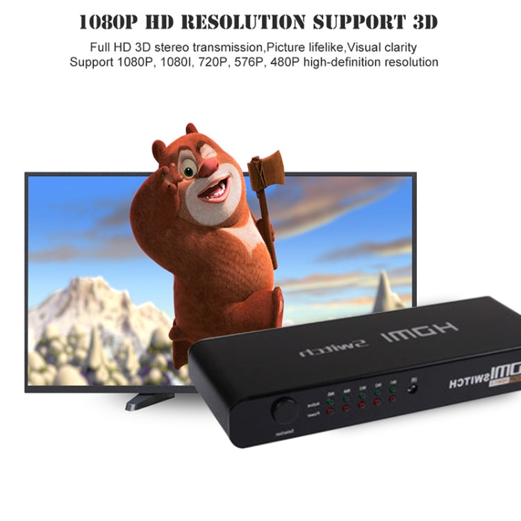 Commutateur HDMI 5 ports Full HD 1080P avec interrupteur et télécommande, version 1.3 (5 entrées HDMI, 1 sortie HDMI), version 1.3