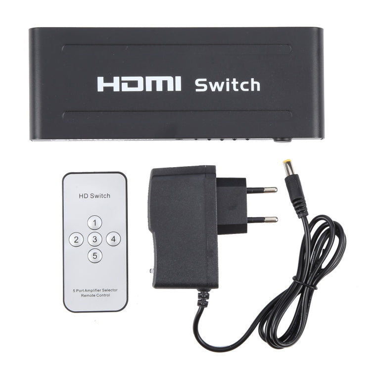 Commutateur HDMI 5 ports Full HD 1080P avec télécommande et indicateur LED, avec indicateur LED