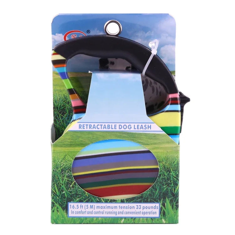 Laisse rétractable et flexible pour chien, facile à utiliser, style bande de couleur 5 m