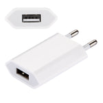 Chargeur de voyage port USB unique 5V / 1A, prise EU, prise EU blanc