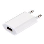 Chargeur de voyage port USB unique 5V / 1A, prise EU, prise EU blanc