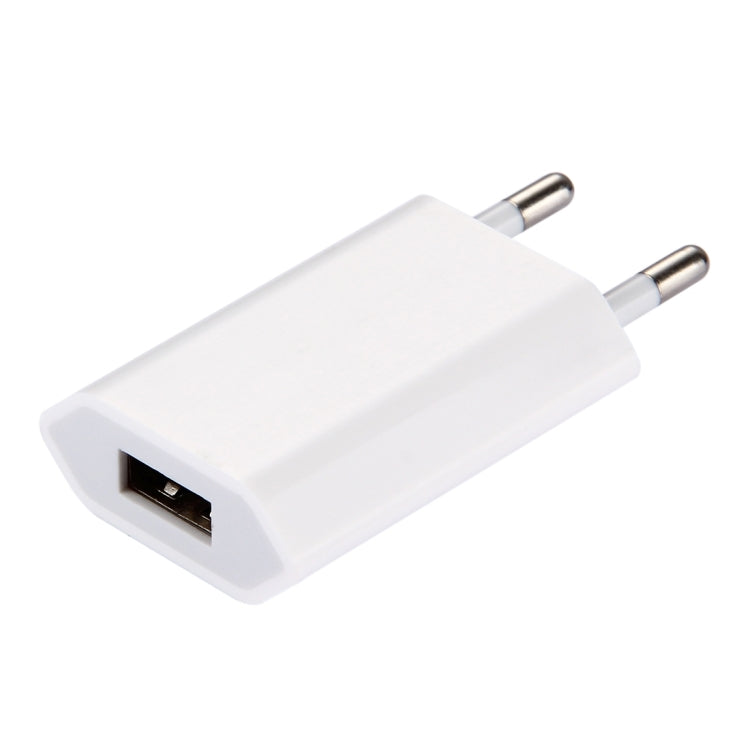 Chargeur de voyage port USB unique 5V / 1A, prise EU, prise EU blanc