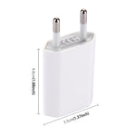 Chargeur de voyage port USB unique 5V / 1A, prise EU, prise EU blanc