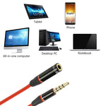 Câble audio auxiliaire de 1,2 m - Jack mâle vers femelle 3,5 mm - Compatible avec téléphones, tablettes, écouteurs, lecteurs MP3, autoradios/systèmes audio domestiques et bien plus encore