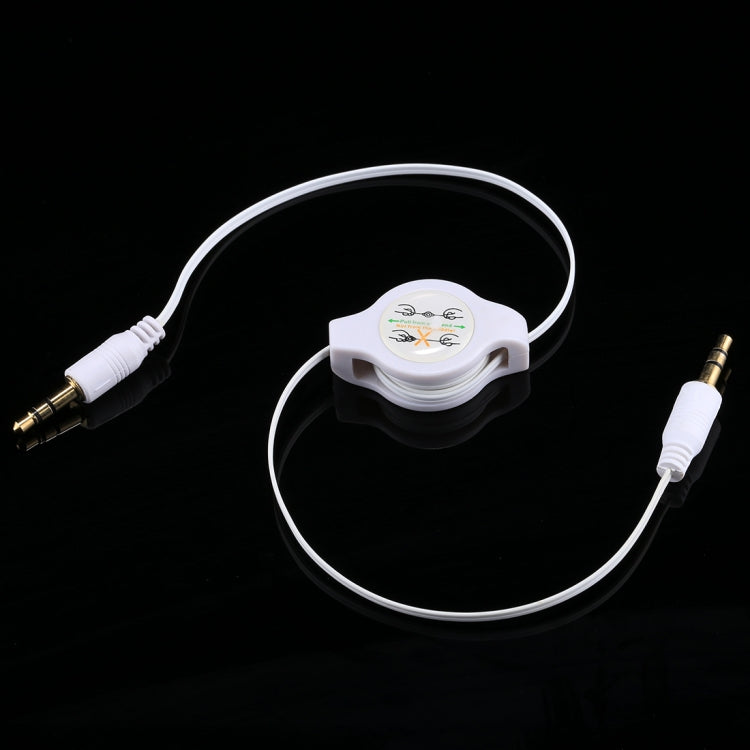Câble audio auxiliaire rétractable mâle vers mâle de 3,5 mm, compatible avec les téléphones, les tablettes, les écouteurs, les lecteurs MP3, les autoradios/systèmes audio domestiques, etc., longueur : 11 cm à 80 cm