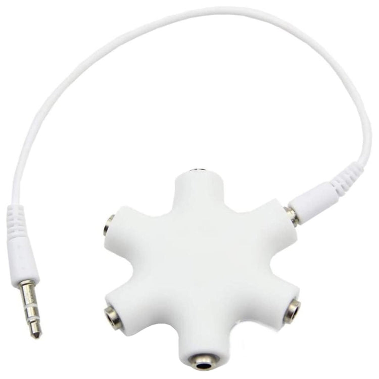 Connecteur répartiteur audio 6 ports avec câble audio 3,5 mm, compatible avec les téléphones, tablettes, écouteurs, lecteurs MP3, autoradios/stéréo de maison et plus