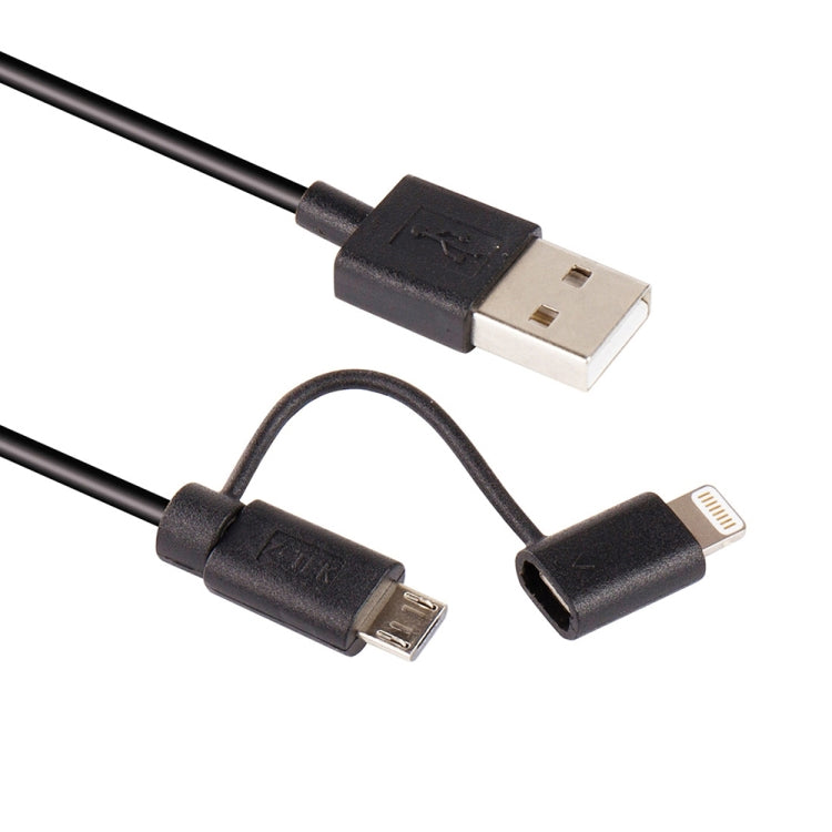 Câble de charge et synchronisation de données 1m MFI 2 en 1 8 broches + Micro USB 2.0 mâle vers USB
