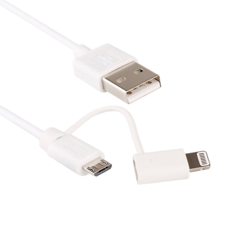 Câble de charge et synchronisation de données 1m MFI 2 en 1 8 broches + Micro USB 2.0 mâle vers USB