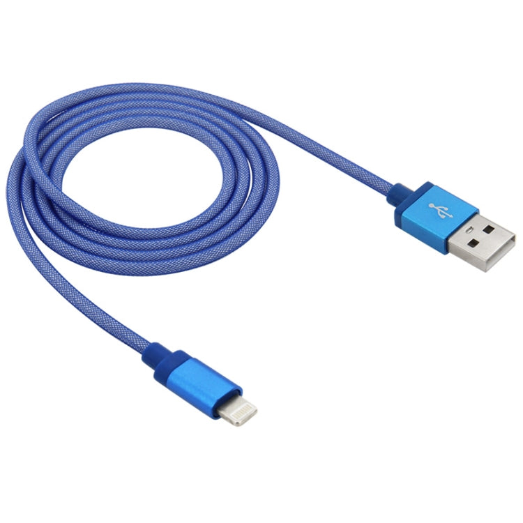 Câble de données/chargeur USB 8 broches avec tête métallique de style net, longueur du câble : 1 m