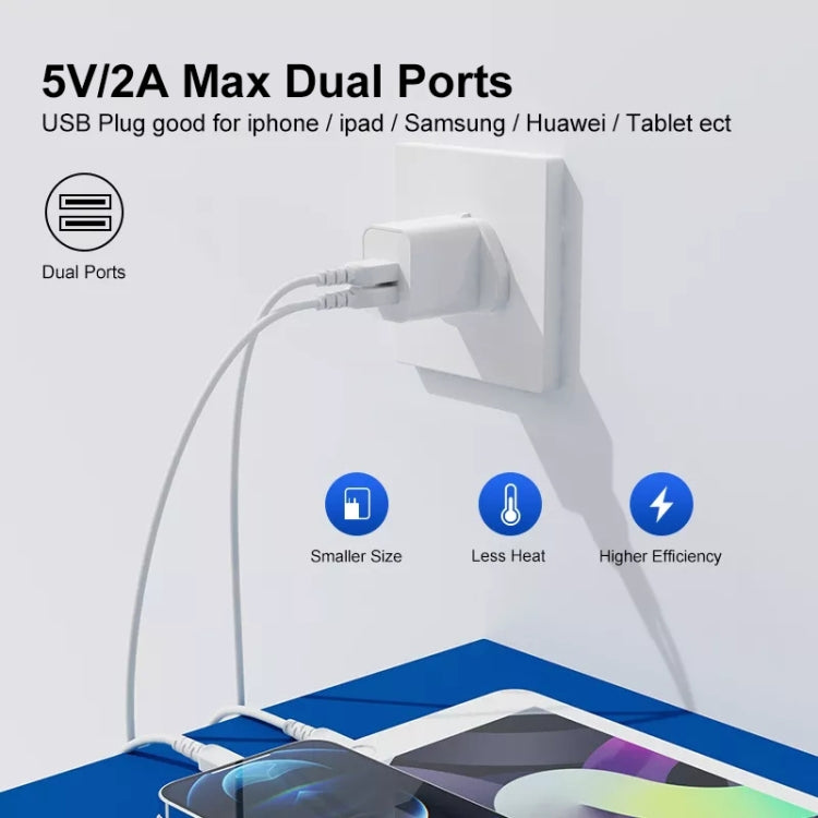 Adaptateur chargeur USB 2 ports 5V 2A