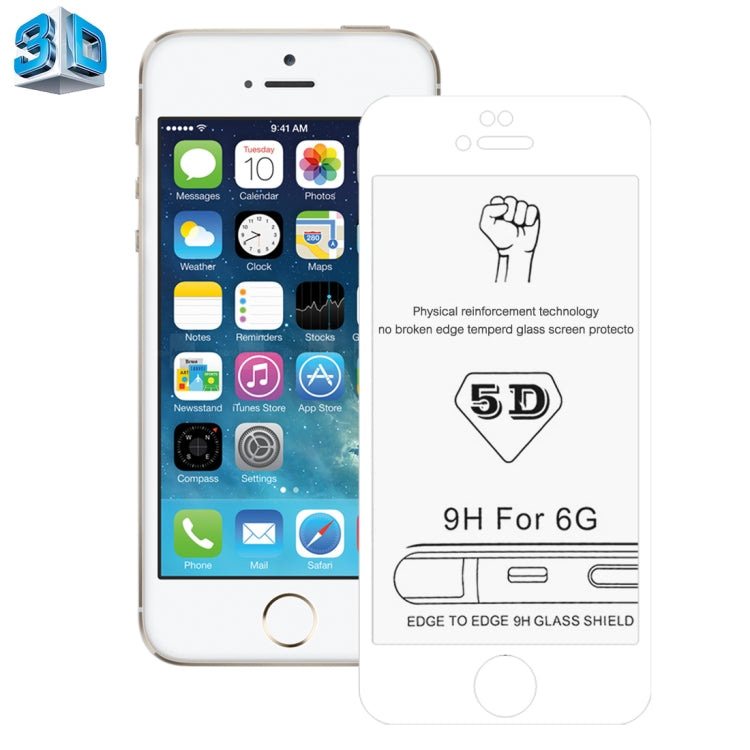 0.26mm 9H Surface Hardness 5D Explosion-proof Tempered Glass Screen Film for iPhone 6 & 6s