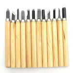 Lot de 12 outils de sculpture sur bois assortis avec lame en acier inoxydable et manche en bois, lot de 12 outils de sculpture sur bois
