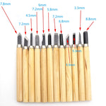 Lot de 12 outils de sculpture sur bois assortis avec lame en acier inoxydable et manche en bois, lot de 12 outils de sculpture sur bois