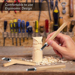 Lot de 12 outils de sculpture sur bois assortis avec lame en acier inoxydable et manche en bois, lot de 12 outils de sculpture sur bois