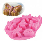 Moule à Gâteau en Silicone 8 en 1 en Forme d'Insecte, Papillon, Libellule, Scarabée, 8 en 1 (Rose)