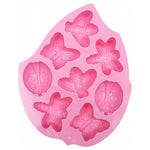 Moule à Gâteau en Silicone 8 en 1 en Forme d'Insecte, Papillon, Libellule, Scarabée, 8 en 1 (Rose)