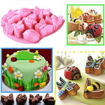 Moule à Gâteau en Silicone 8 en 1 en Forme d'Insecte, Papillon, Libellule, Scarabée, 8 en 1 (Rose)