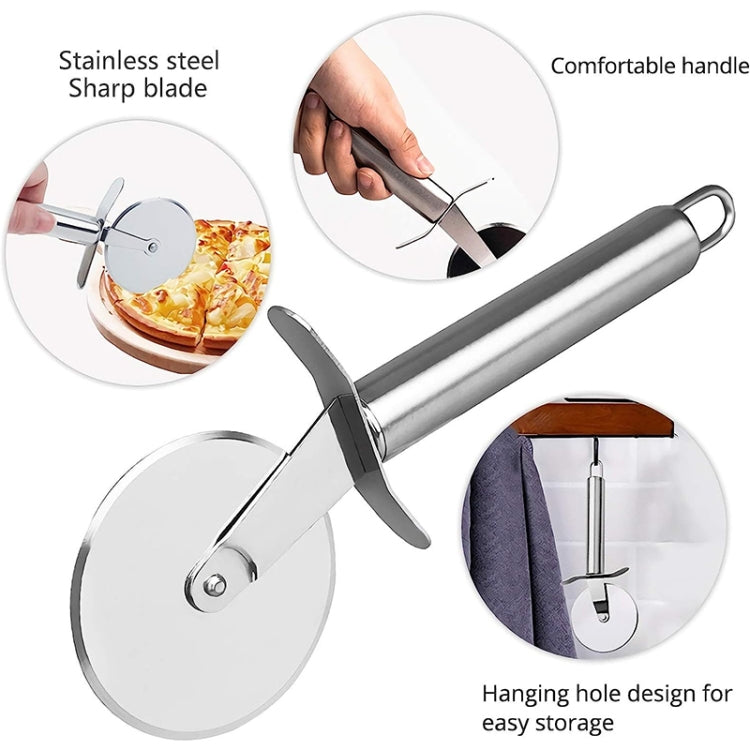 Couteau à pizza rond en acier inoxydable LsCook, roue unique