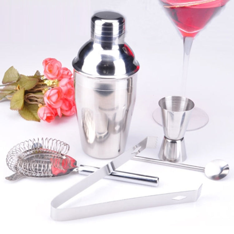 Ensemble de shaker classique 5 en 1 en acier inoxydable, capacité : 550 ml (shaker + doseur + passoire + pince à glaçons + agitateur), ensemble de shaker 5 en 1