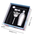 Ensemble de shaker classique 5 en 1 en acier inoxydable, capacité : 550 ml (shaker + doseur + passoire + pince à glaçons + agitateur), ensemble de shaker 5 en 1