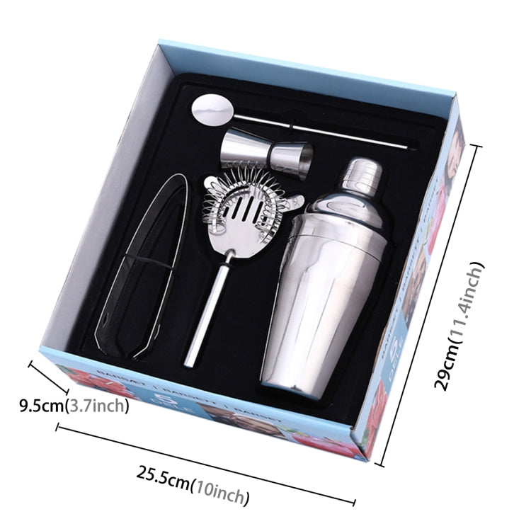 Ensemble de shaker classique 5 en 1 en acier inoxydable, capacité : 550 ml (shaker + doseur + passoire + pince à glaçons + agitateur), ensemble de shaker 5 en 1