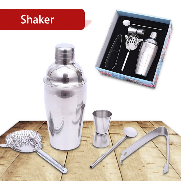 Ensemble de shaker classique 5 en 1 en acier inoxydable, capacité : 550 ml (shaker + doseur + passoire + pince à glaçons + agitateur), ensemble de shaker 5 en 1