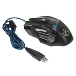 Souris de jeu optique filaire à LED 7 boutons avec molette de défilement 5000 DPI pour ordinateur PC portable, X7 7 boutons (noir)