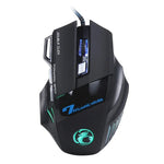Souris de jeu optique filaire à LED 7 boutons avec molette de défilement 5000 DPI pour ordinateur PC portable, X7 7 boutons (noir)