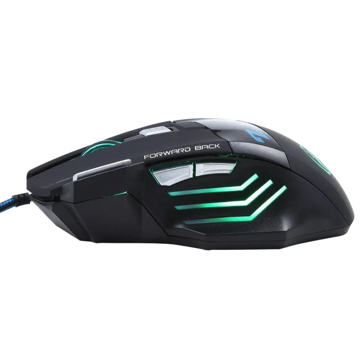 Souris de jeu optique filaire à LED 7 boutons avec molette de défilement 5000 DPI pour ordinateur PC portable, X7 7 boutons (noir)