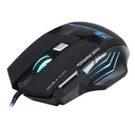 Souris de jeu optique filaire à LED 7 boutons avec molette de défilement 5000 DPI pour ordinateur PC portable, X7 7 boutons (noir)