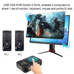 Boîtier commutateur KVM USB 2 ports KVM-21UA avec bouton de contrôle pour clavier, souris et moniteur PC, 2 ports (avec USB)