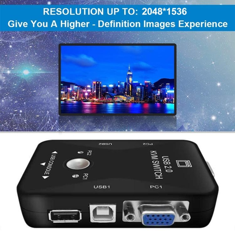 Boîtier commutateur KVM USB 2 ports KVM-21UA avec bouton de contrôle pour clavier, souris et moniteur PC, 2 ports (avec USB)