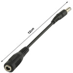 Adaptateur de prise DC mâle 5,5 x 2,5 mm vers femelle 3,5 mm, longueur : 12 cm
