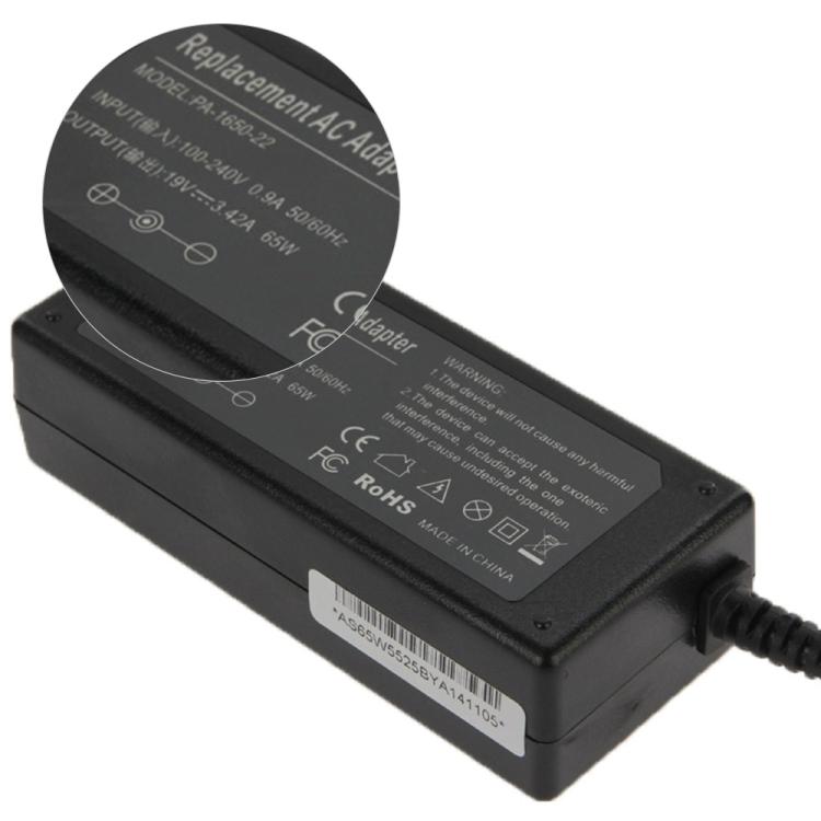 Adaptateur secteur 65 W 19 V 3,42 A pour ordinateur portable Acer, embouts de sortie : 5,5 mm x 2,5 mm, 3,42 A
