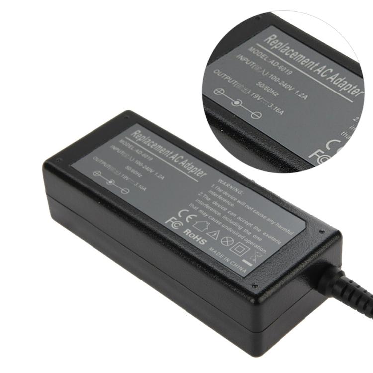 Adaptateur secteur AD-6019 60 W 19 V 3,16 A pour ordinateur portable Samsung, embouts de sortie : 5,5 mm x 3,0 mm