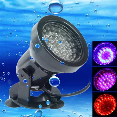 Lumière colorée pour aquarium 36 LED amphibie, profondeur d'étanchéité : 1-1,5 m