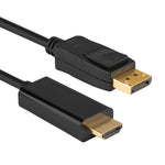 Câble DisplayPort Mâle vers HDMI Mâle, Longueur du Câble : 1,8m, DP vers HDMI Mâle Noir