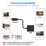 Câble adaptateur DisplayPort mâle vers HDMI femelle, longueur : 20cm, DP mâle vers HDMI femelle