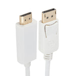 Câble adaptateur DisplayPort mâle vers HDMI mâle, longueur : 1,8m, DP vers HDMI mâle blanc, DP vers HDMI mâle (plaqué or)
