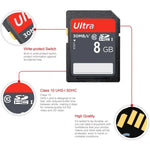 Carte mémoire SDHC 8 Go ultra haute vitesse classe 10 pour appareil photo (capacité réelle à 100 %), 8 Go