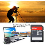 Carte mémoire SDHC 8 Go ultra haute vitesse classe 10 pour appareil photo (capacité réelle à 100 %), 8 Go