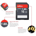 Carte mémoire SDHC 16 Go ultra haute vitesse classe 10 pour appareil photo (capacité réelle à 100 %), 16 Go