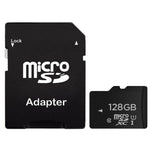 Carte mémoire microSD (TF) 128 Go haute vitesse classe 10, fabriquée à Taïwan. Vitesse d'écriture : 8 Mo/s, vitesse de lecture : 12 Mo/s (capacité réelle à 100 %). Carte nue de 128 Go.