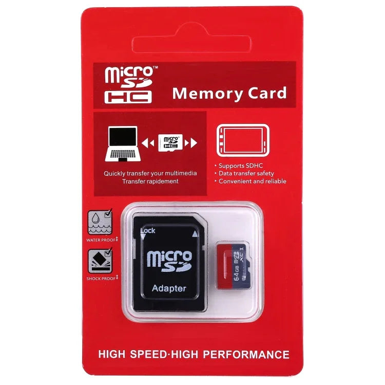 Carte mémoire TF/Micro SDHC UHS-1 (U1) haute vitesse classe 10 de 64 Go, écriture : 15 Mo/s, lecture : 30 Mo/s (capacité réelle à 100 %), 64 Go