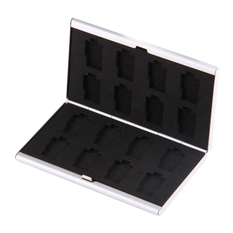 Boîte de protection pour cartes mémoire 16-en-1 pour 16 cartes TF, 8 TF + 8 TF Argent